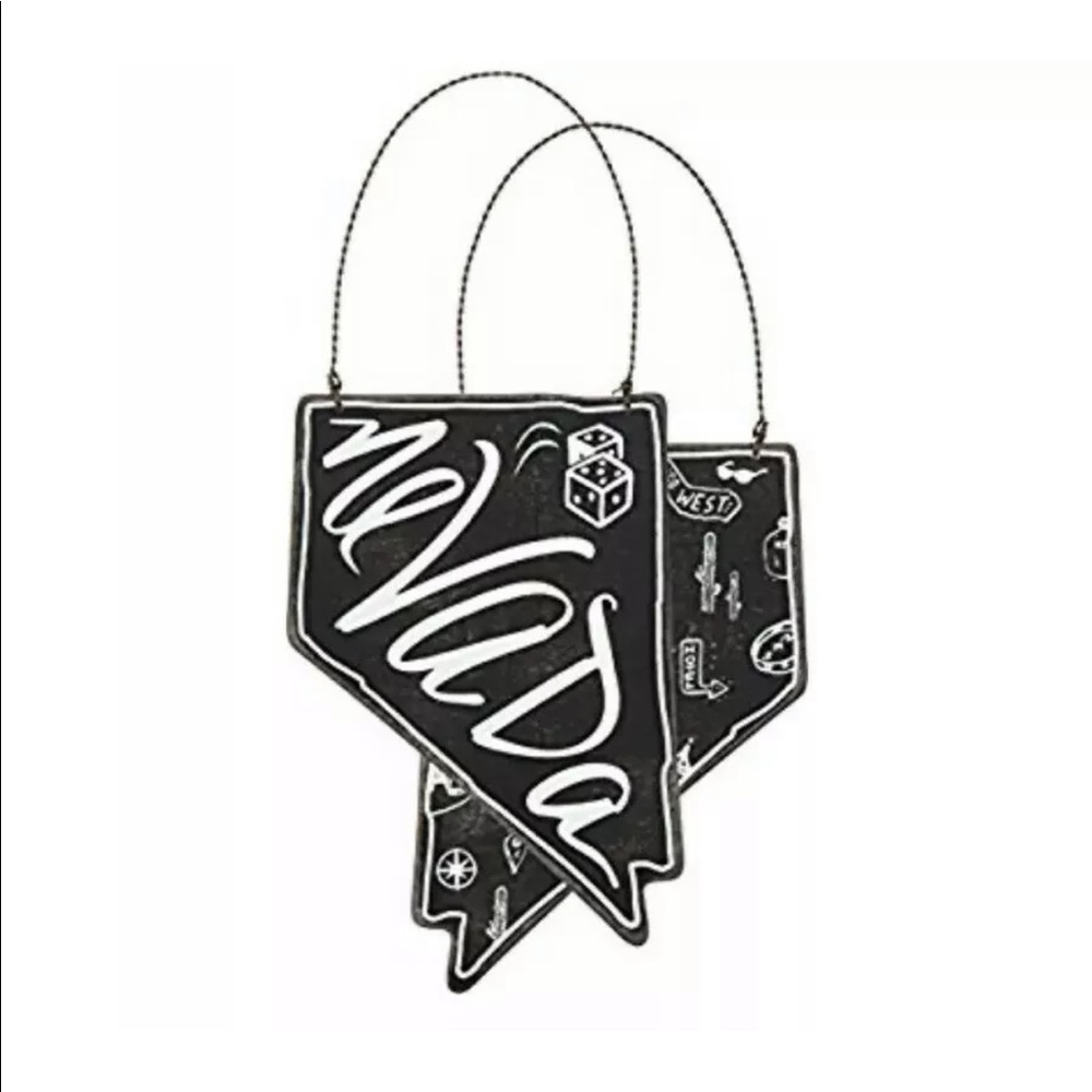 Set of 2 Black Wood NEVADA Ornaments, NWT